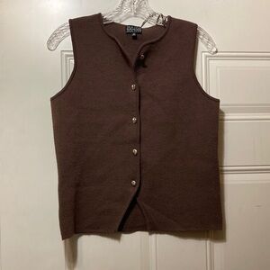 Brown Sleeveless Button-Up Vest M NWT